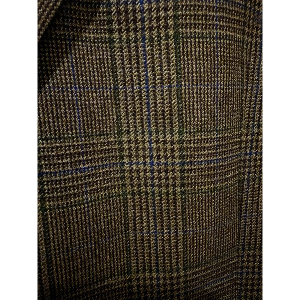 VTG Brooks Brothers Blazer 46L LONG Wool Brown Glen Plaid Sport Coat‎